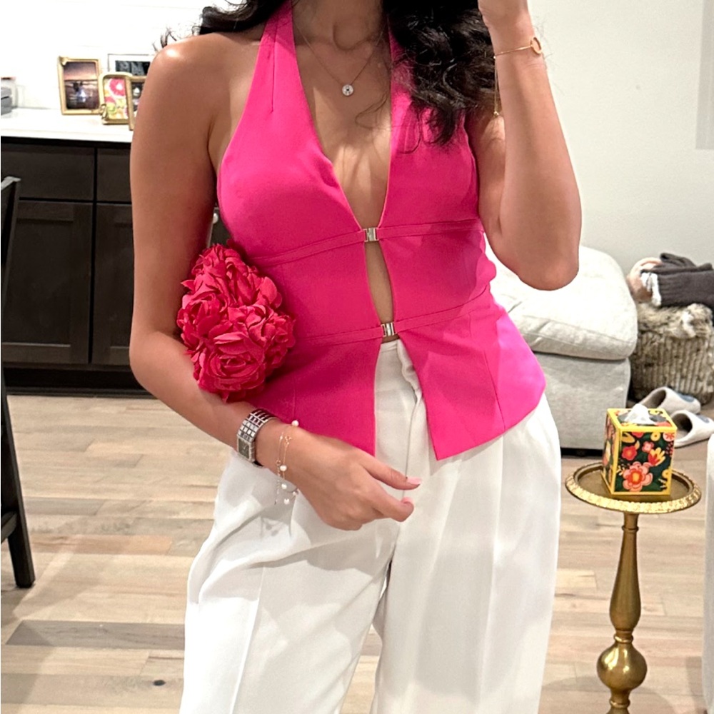 Hot Pink Halter Top - ZARA